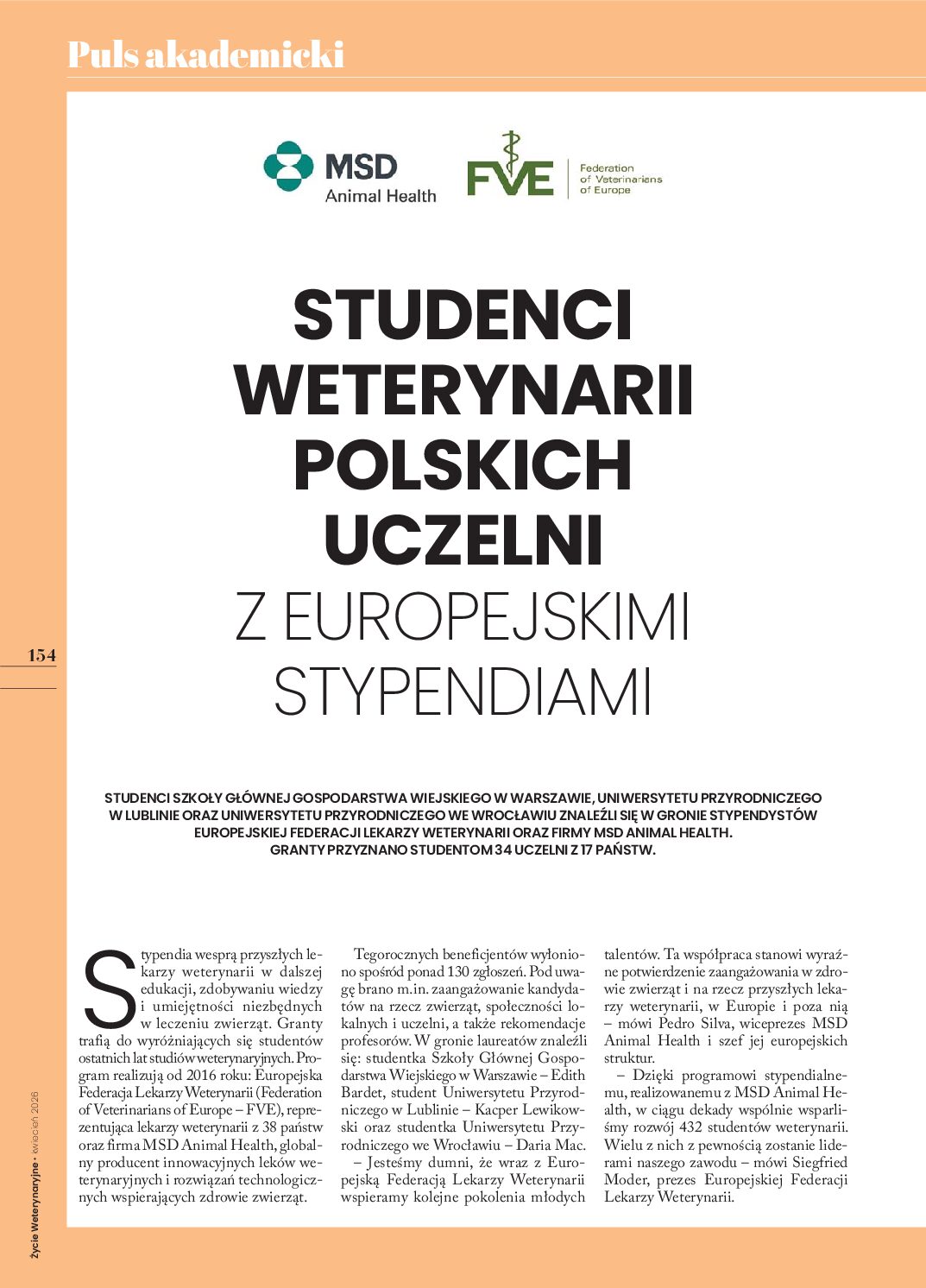 Studenci weterynarii polskich uczelni z europejskimi stypendiami